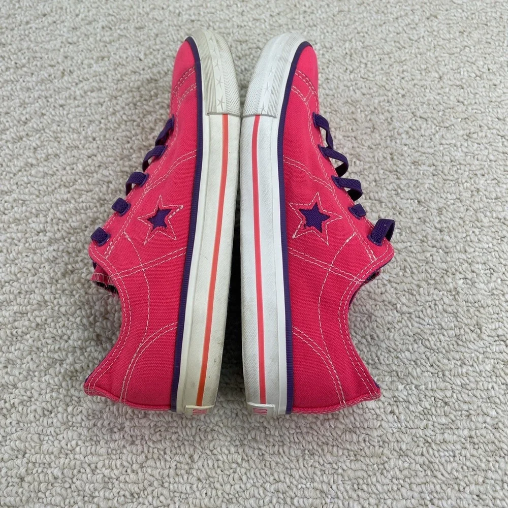 Converse One Star Sneakers Size 5 Juniors Hot Pink Purple Star Shoes Slip On - Picture 10 of 10